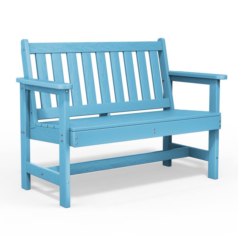 Outdoor 2-Person Garden Bench 42.92-in W x 35.83-in H - Light Blue