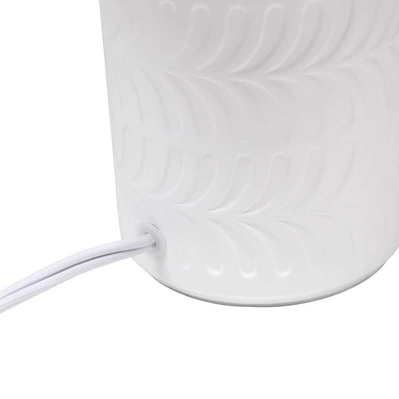 Modern Textured Ceramic Table Lamp with Fabric Drum Shade Compact Accent Lighting Multiple Colors