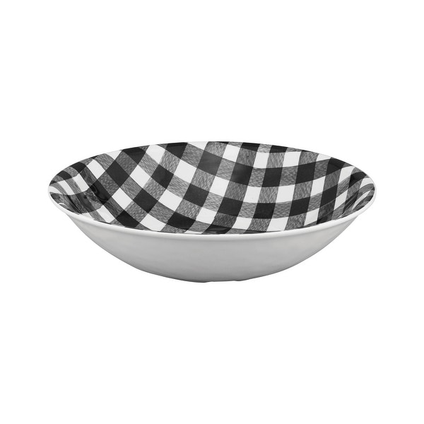 UPware 12 Piece Gingham Melamine Dinnerware Set Black On Sale