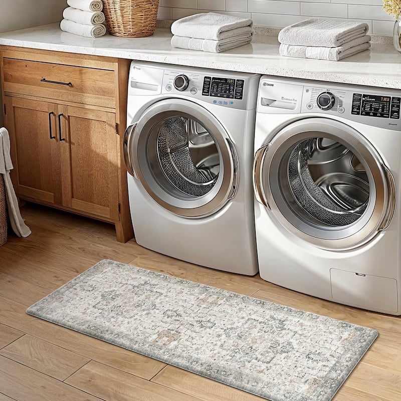 Mcow Harmony Multicolor Floral Boho Anti-Fatigue Memory Foam Kitchen Mat Set