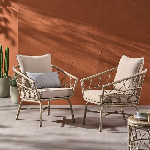 Bruce Outdoor Outdoor Wicker Club Chairs (Set of 2) by Christopher Knight Home