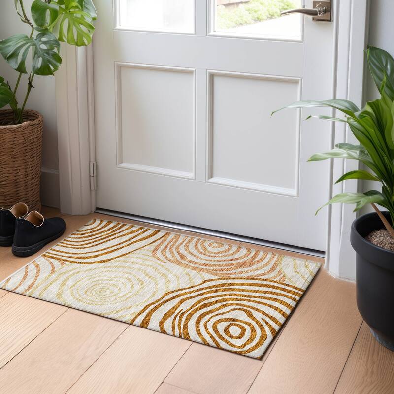 Premium Washable Super Soft Modern Mesmerize Mayfield Rug - Terracotta - 1' 8" x 2' 6" - Rectangle