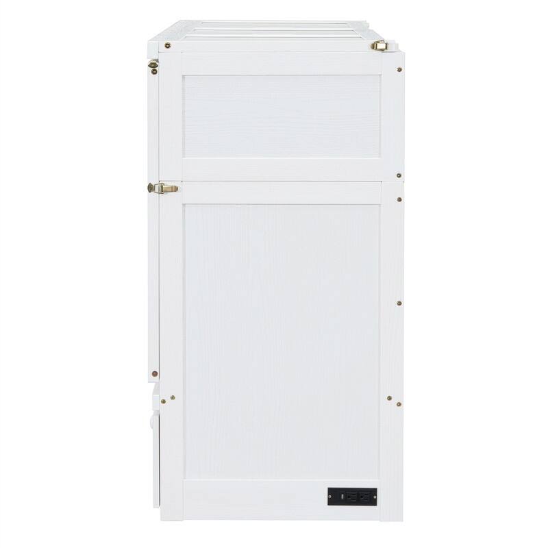 Full/Queen Size Murphy Bed Wall Bed with a Large Storage Drawer and USB Port, Solid Wood Murphy Cabinet Bed, Space Saving Design