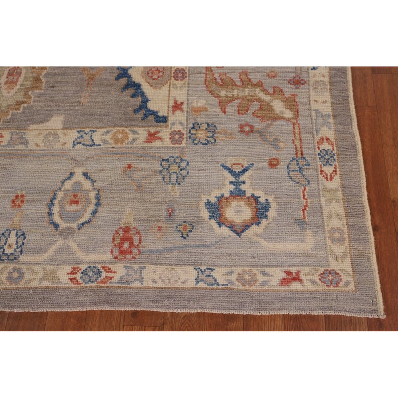 Grey Oushak Turkish Area Rug Hand-Knotted Vegetable Dye Wool Carpet - 8'4" x 9'11"