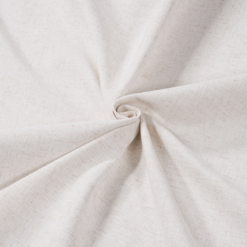 Beige Platform Bed Frame Stripe Linen Thick Upholstered Headboard Footboard, Solid Wooden Base Frame