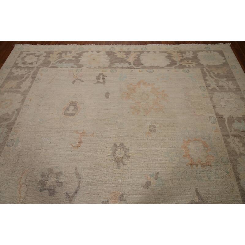 Vegetable Dye Oushak Turkish Area Rug Hand-knotted Wool Carpet - 8'4"x 9'11"