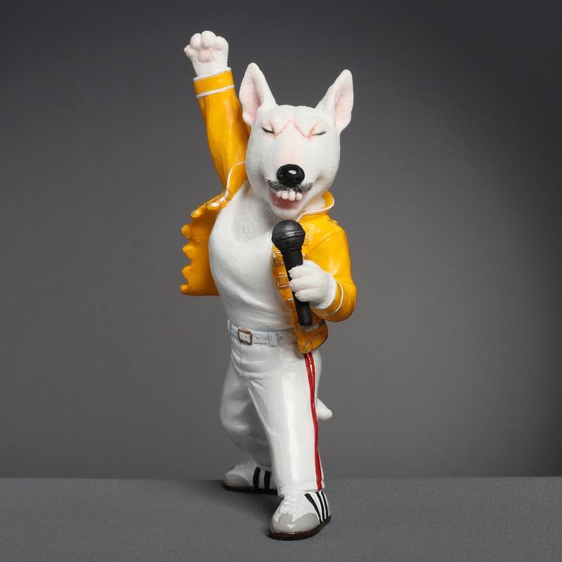 5.12 inches Height Polyresin Bull Terrier Radio Ballad Multicolor Finish Figurine
