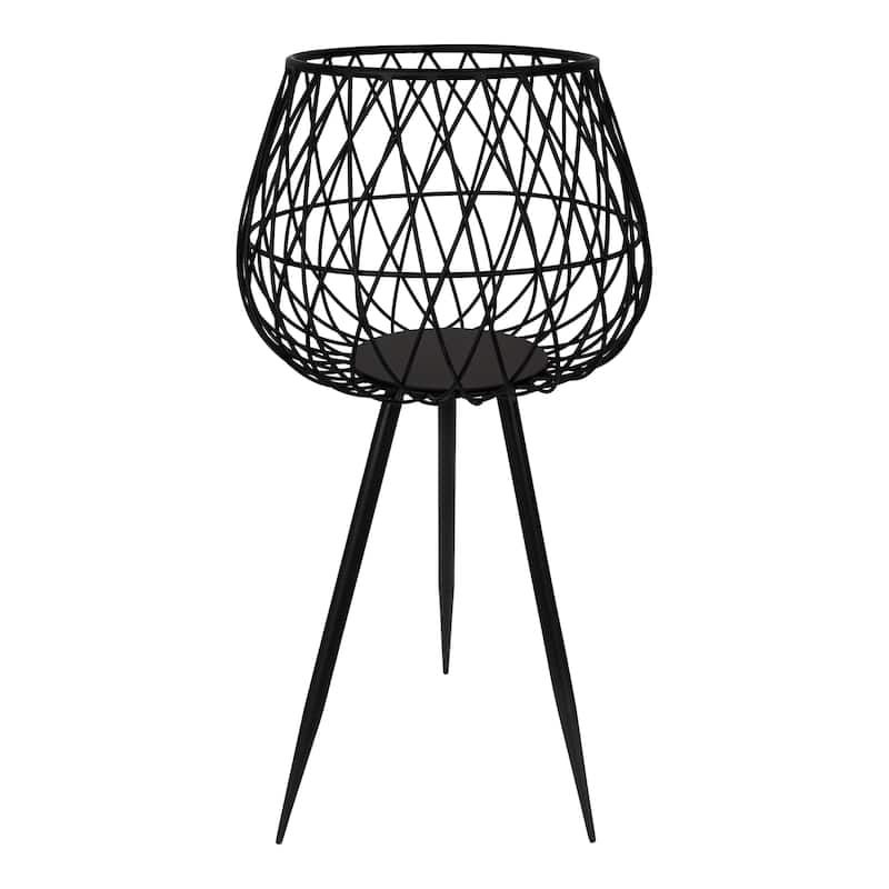 Kate and Laurel Jodette Freestanding Planter - 13x13x24 - Black - 13x13x24