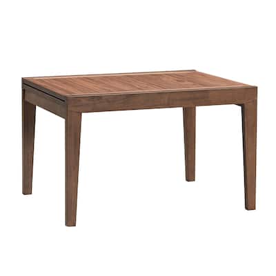 Rectangular Wooden Dining Table with 1 Leaf in Walnut Finish