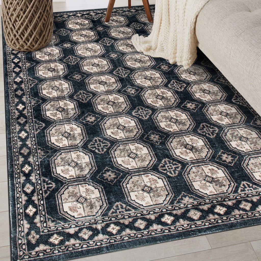 World Rug Gallery Transitional Moroccan Washable Non-Slip Area Rug Perfect for Neutral Spaces in Living Room, Entryway