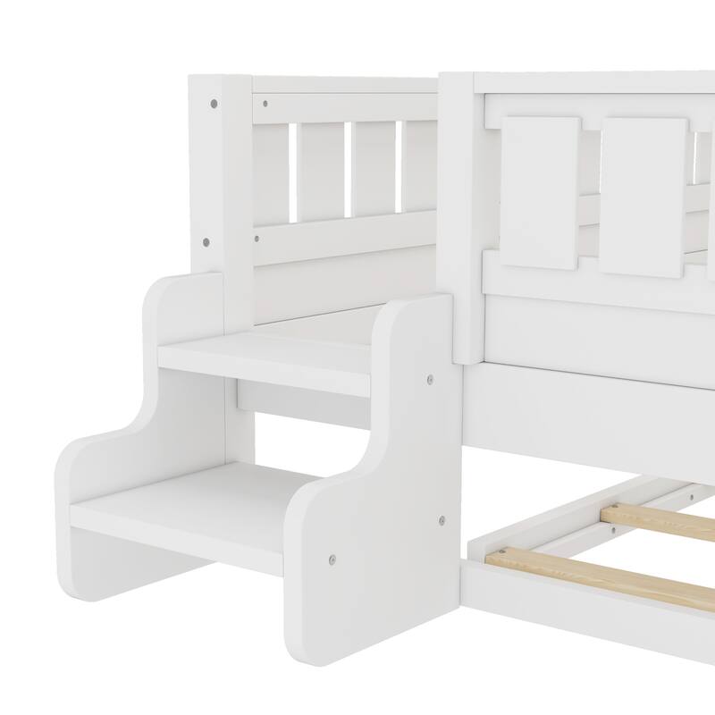 Full with Built-in Bookshelves and Small Staircase, High-Quality Safety Rails, and Trundle