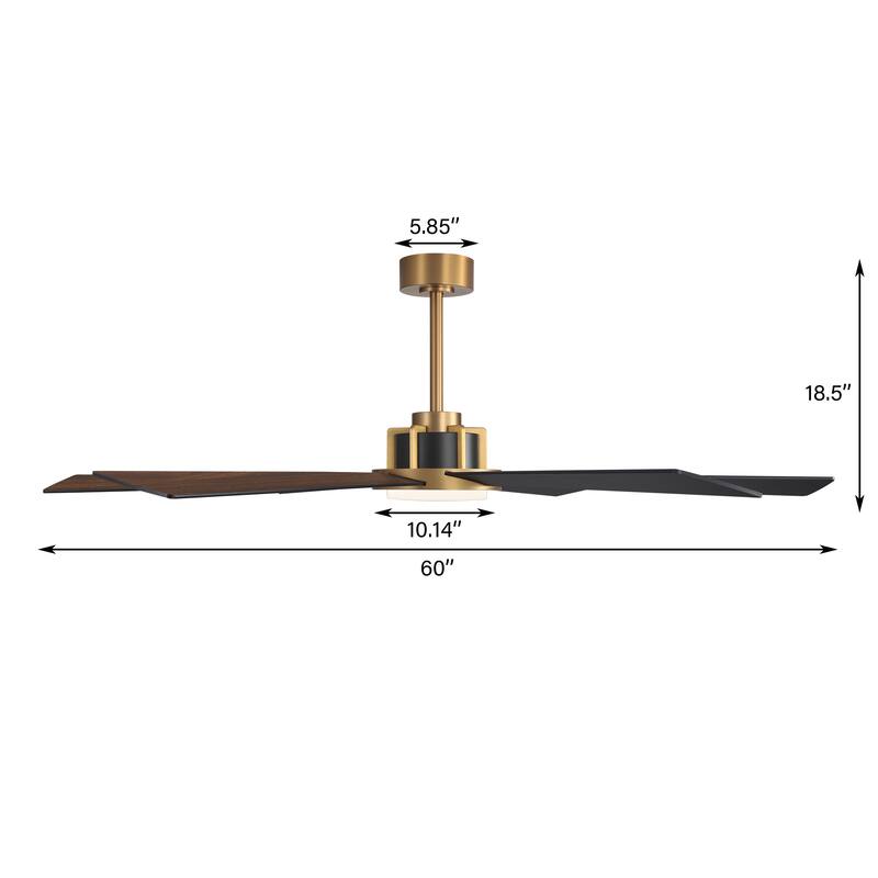 MLiAN Ceiling Fan 60inch Playwood Blades Remote Control 6-Speed DC with Integrated LED - 60''