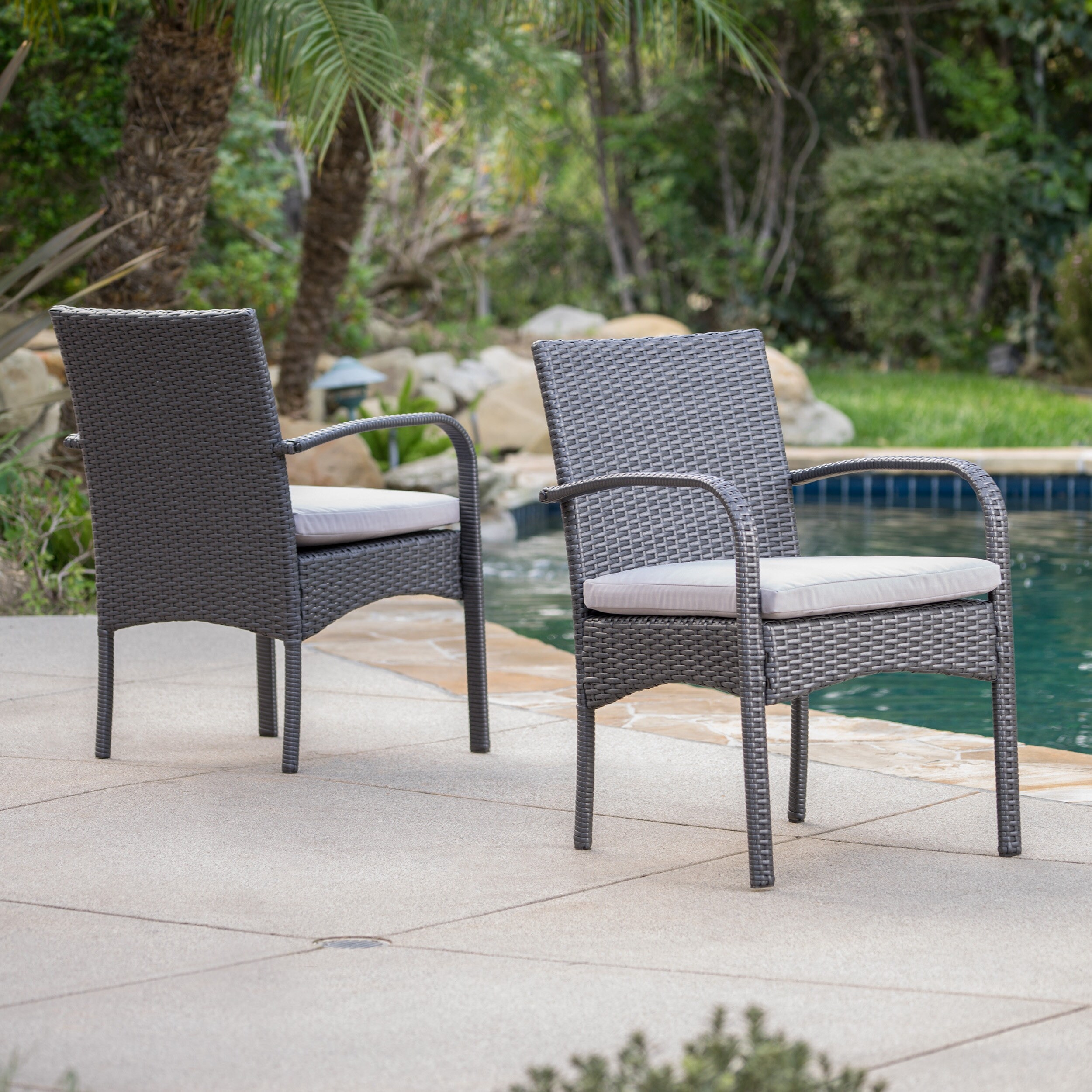 Stackable wicker on sale outdoor dining chairs