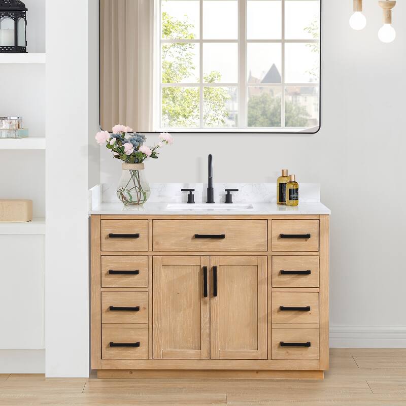Altair Gavino Bath Vanity with Grain White Composite Stone Top, no Mirror