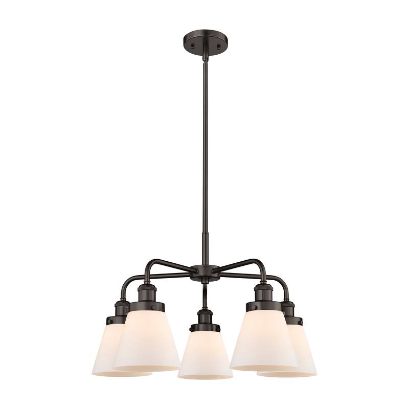 Innovations Lighting Cone - 5 Light 24" Stem Hung Chandelier - Oil Rubbed Bronze/Matte White