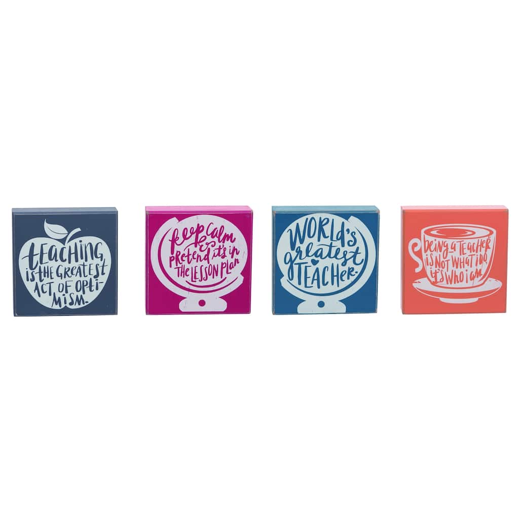 Transpac Teacher Appreciation Block Set of 4 Spring Home Decorations