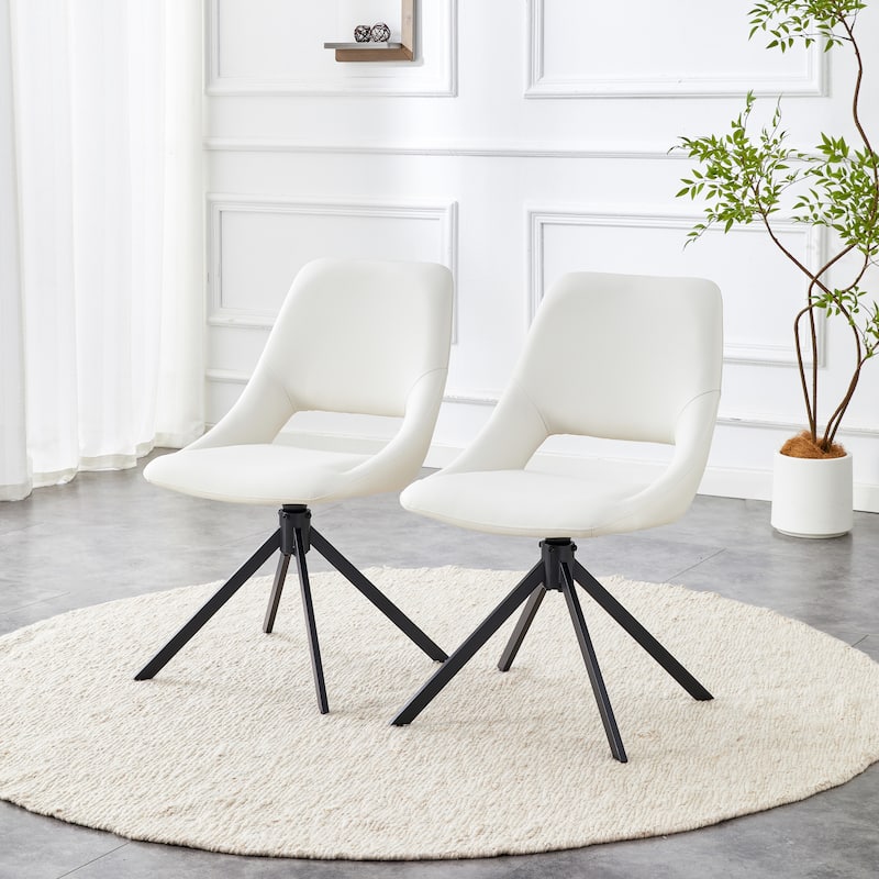 Comfortable Swivel Dining Chairs Set of 2, Metal Kitchen Chairs with GoldMesh Scratch-Resistant Leather and High Back