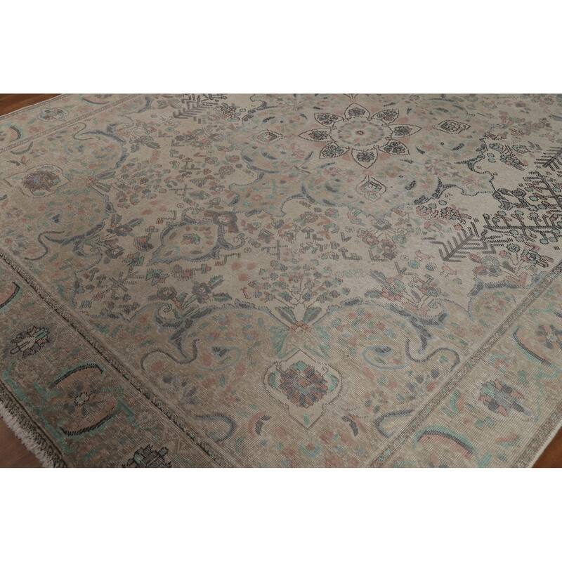 Earth Tone Tabriz Persian Area Rug Hand-Knotted Wool Carpet - 7'7"x 10'4"