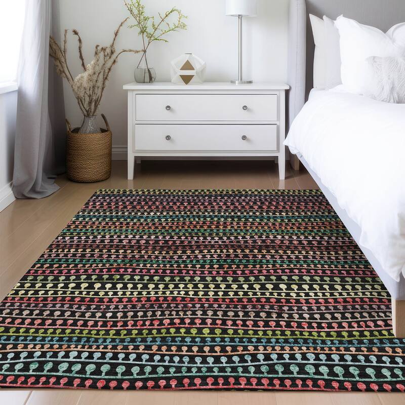 Machine Washable Indoor/ Outdoor Chantille Modern Stripe Lolly Rug
