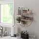 preview thumbnail 5 of 14, Montfort Round Modern Metal and Wood 4-tier Hanging Wall Shelf