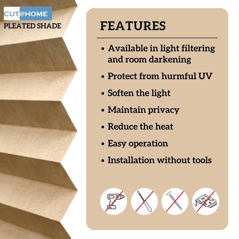 BlindsAvenue Cut@Home Pleated Shades, Lightfiltering Fabric