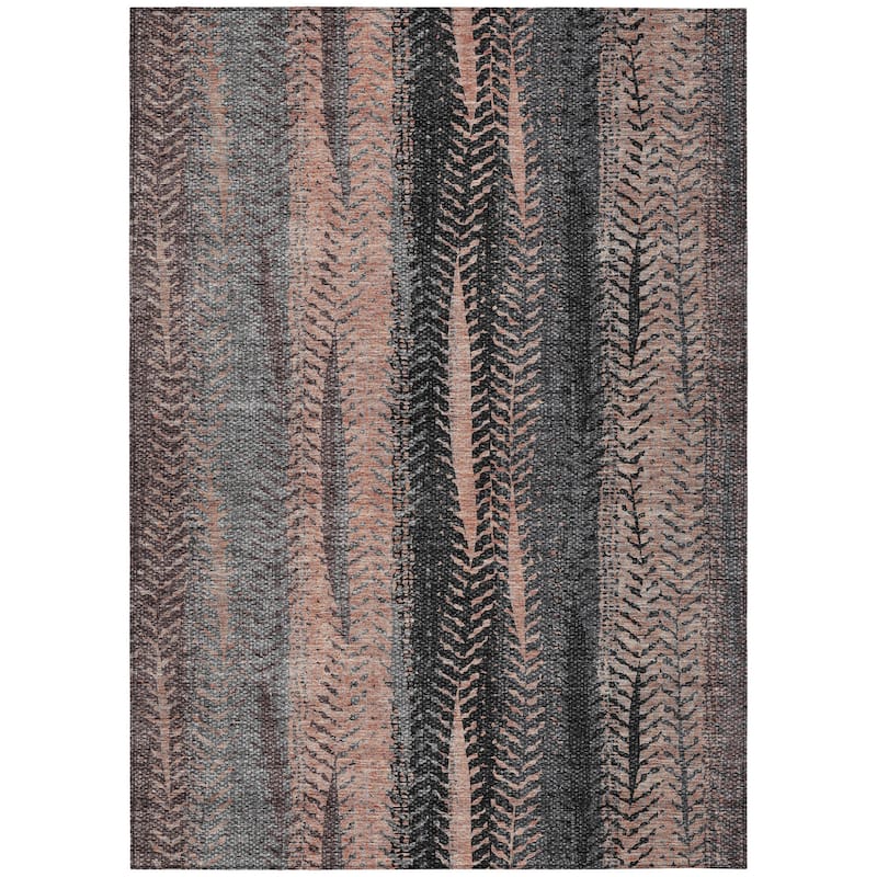 HomeRoots Botanical Leaves Transitional Rectangle Outdoor Rug