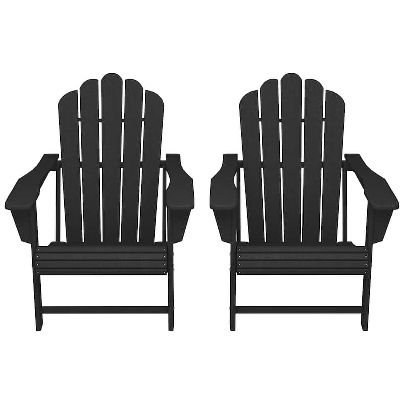 Aderson Outdoor Poly Adirondack Chair with Cupholders (Set of 2) - Black