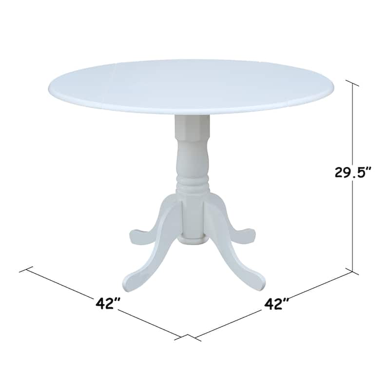 Round Pedestal Base Solid Wood 42-inch Drop-leaf Dining Table