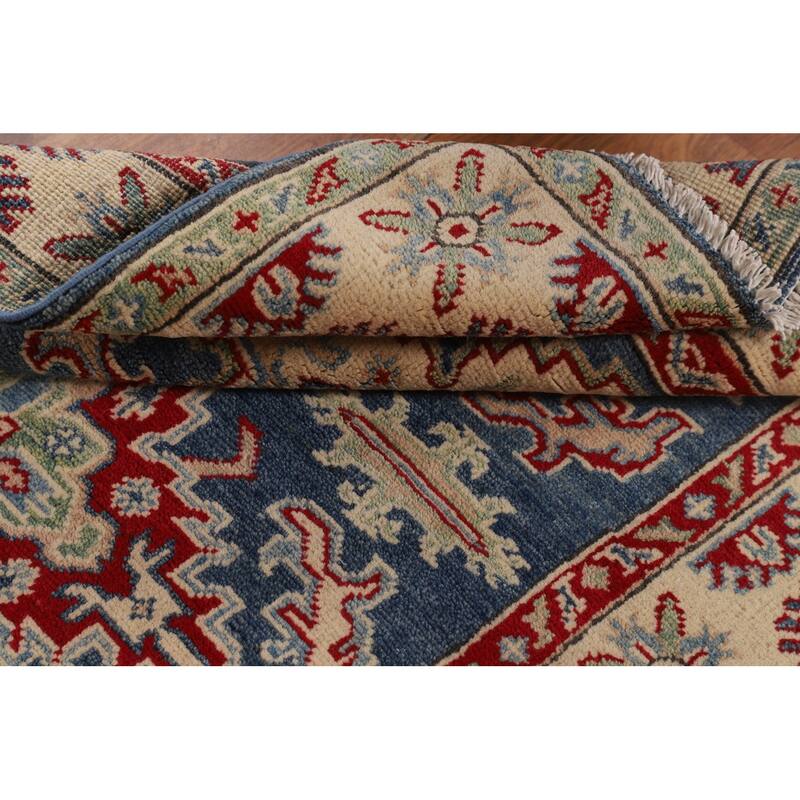 Blue Kazak Accent Rug Handmade Traditional Wool Carpet - 3'3" x 4'9"