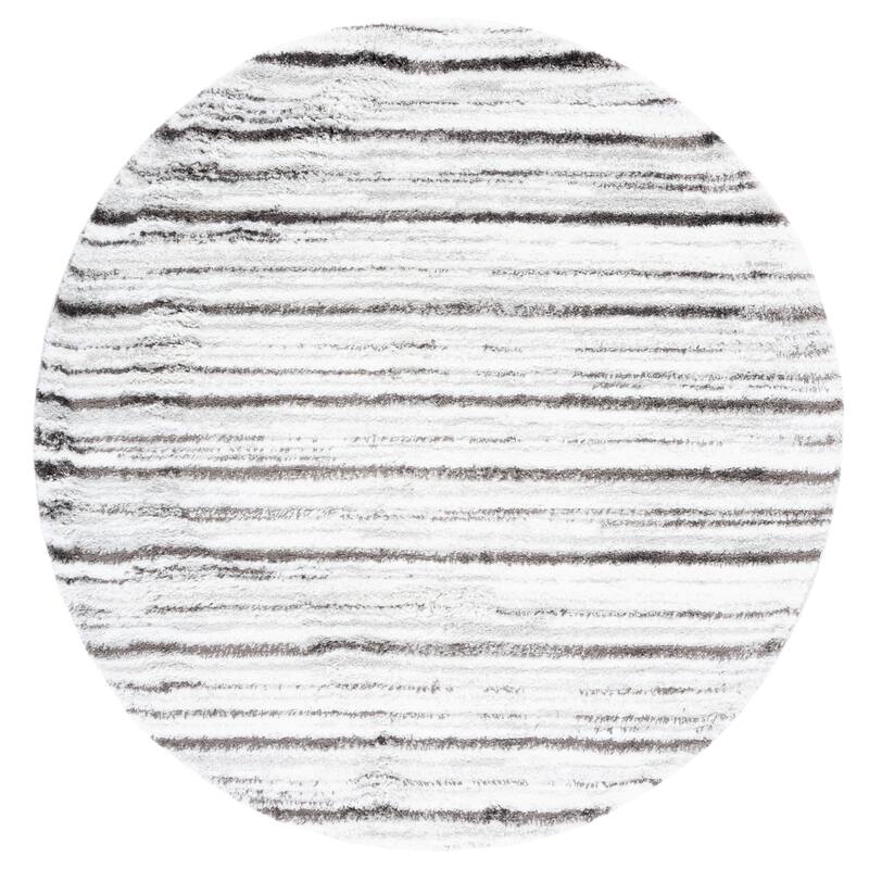 SAFAVIEH Berber Shag Sahire Rug - 7' Round - Grey/Dark Grey