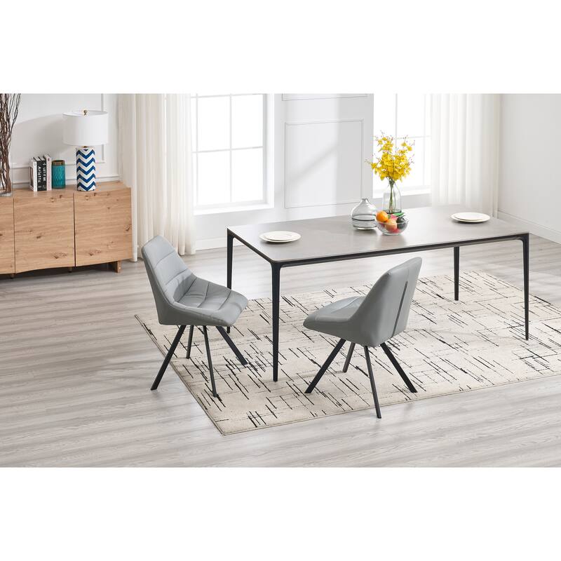 Dining Chair,Thickened fabric chairs with metal legs Set of 2