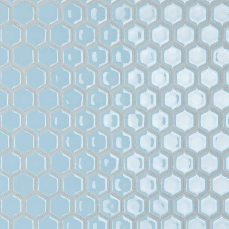 Merola Tile Hudson 1" Hex Cashmere Blue 11-7/8" x 13-1/4" Porcelain Floor and Wall Tile