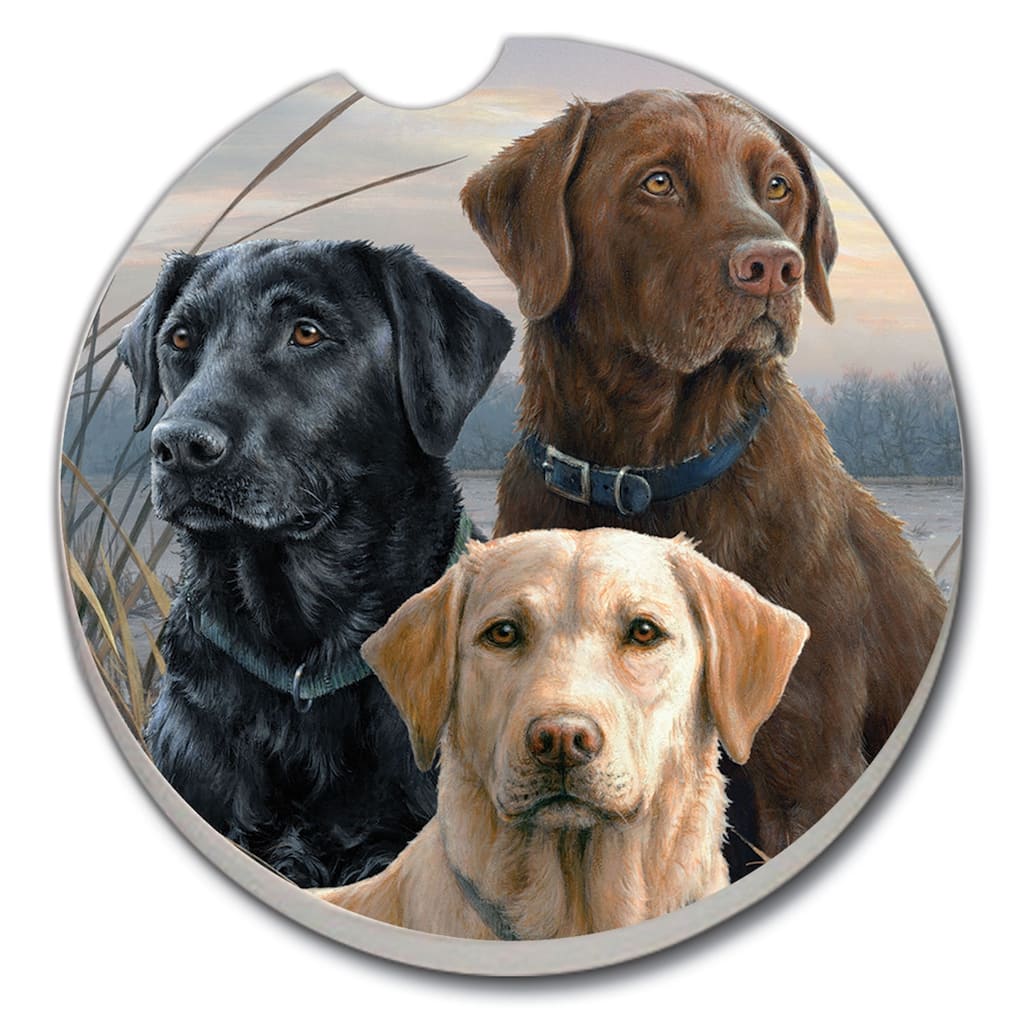 Absorbent Stone Car Coasters - Hunting Dogs - Set of 2 - 2.628