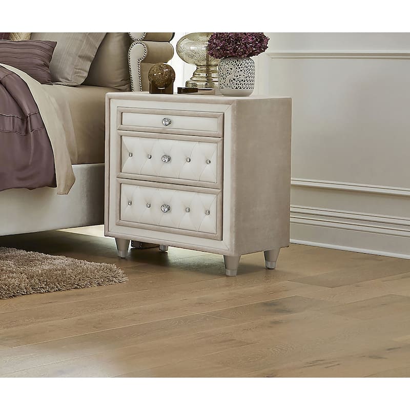 Antonella Upholstered 3-drawer Nightstand