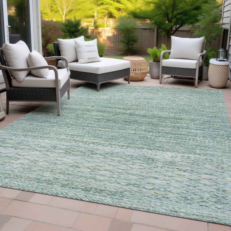 Machine Washable Indoor/Outdoor Modern Trellis Chantille Rug
