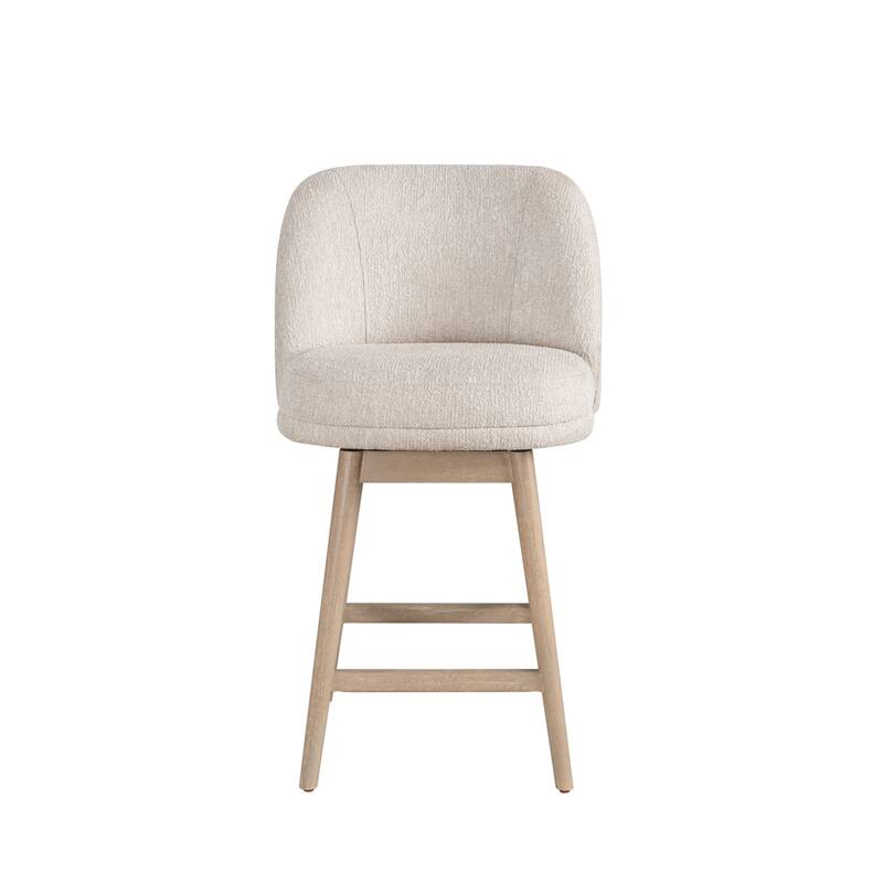 Sadie Modern Swivel Bar Stool, Upholstered Counter Height Chair with Solid Wood Frame