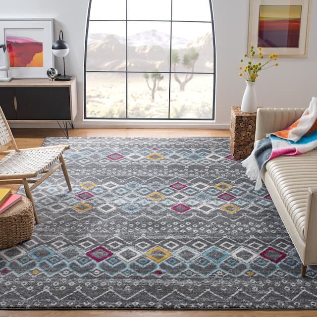 SAFAVIEH Amsterdam Bridget Moroccan Boho Rug - 5'1" x 7'6" - Dark Grey/Ivory