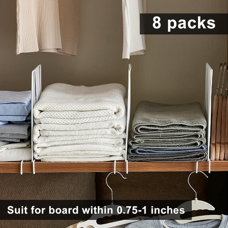 Shelf Dividers for Closet Organization, 8 Pack Metal Closet Shelf Dividers