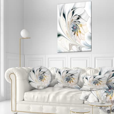 White Stained Glass Large Floral Wall Art Canvas