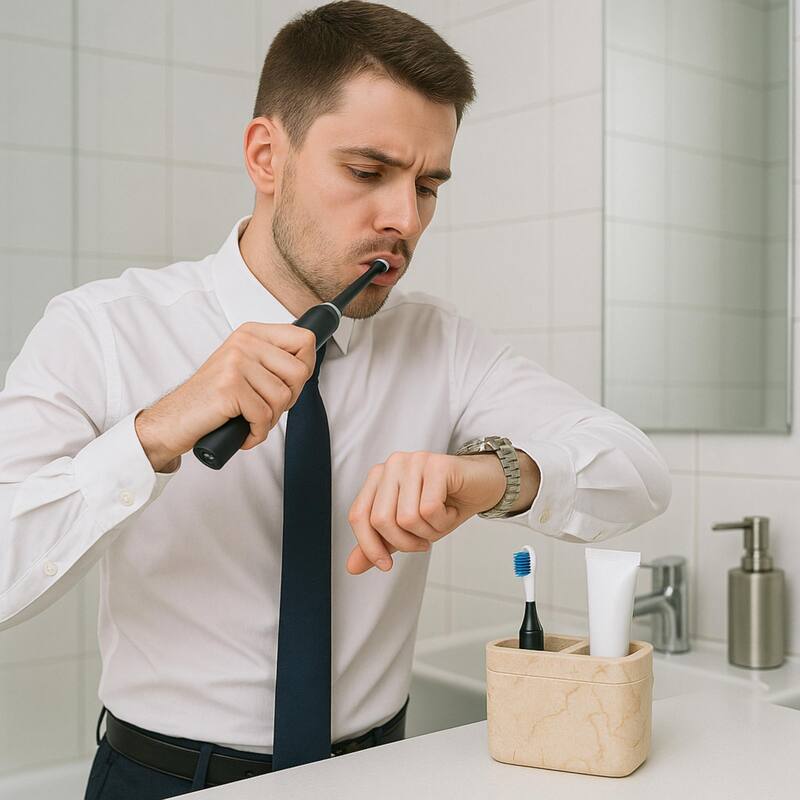 Creative Home Champagne Marble Stone Toothbrush, Tooth Brush Holder, Paste Holder - Beige