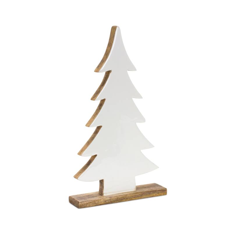 Pine Tree on Natural Wood Base (Set of 2) - N/A