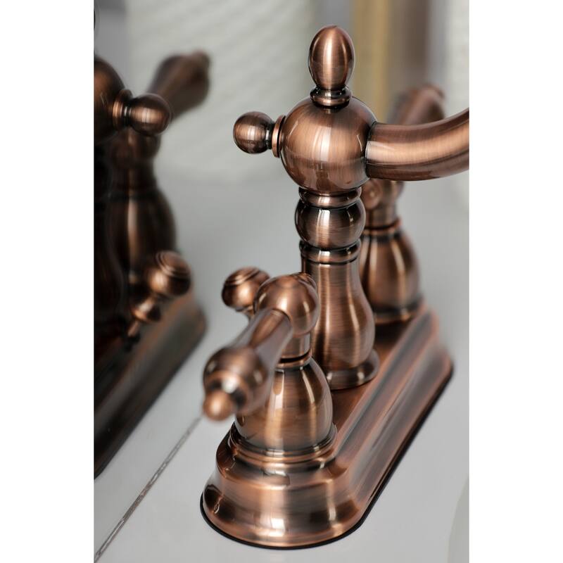 Kingston Brass Heritage Two-Handle 3-Hole Deck Mount 4 in. Centerset Bathroom Faucet