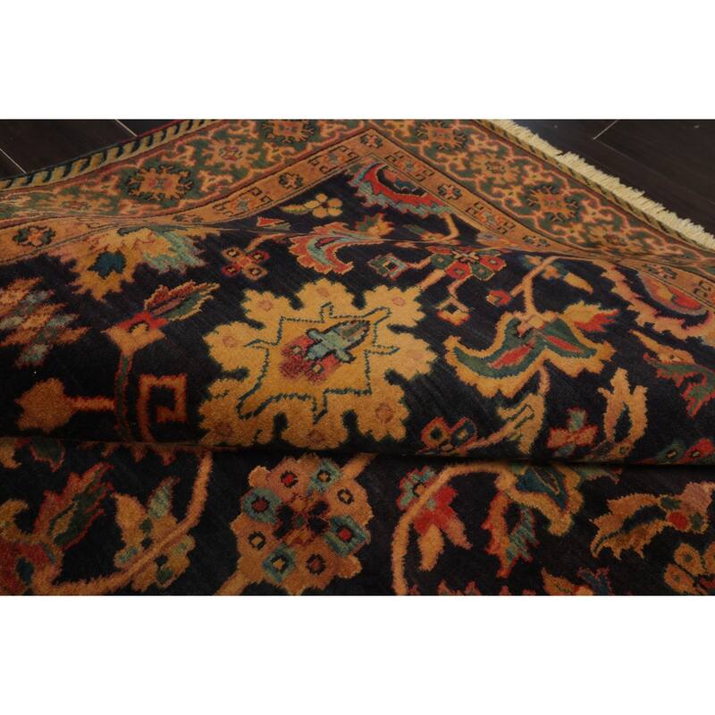 6x15'3'' Hand Knotted Wool Dark Blue Traditional Botanical Peshawar Rug - 6' x 15' 3''