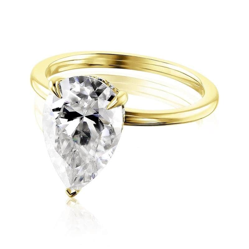 Kobelli Signature Collection 3.60 Carat Moissanite & Diamond 14k Solid Gold Hidden Halo Plain Band Piper Ring
