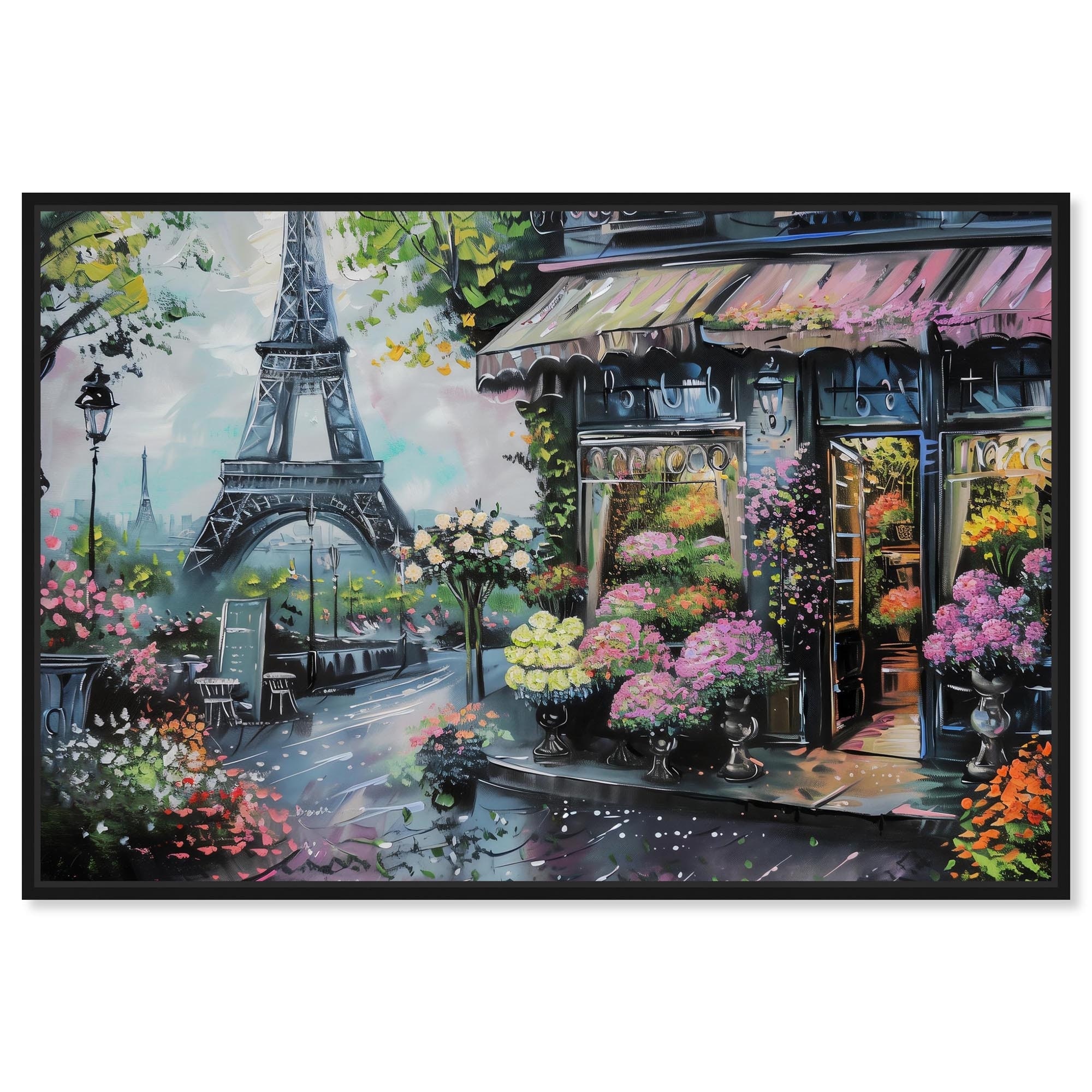 Spring Flower Shop Paris Travel Art Framed Canvas Print by Art Remedy