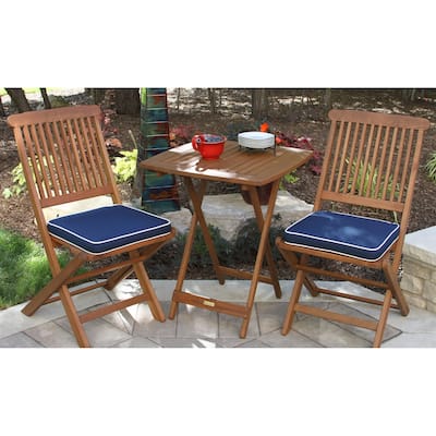 3pc. Eilaf Square Bistro Set with Blue Cushions - N/A