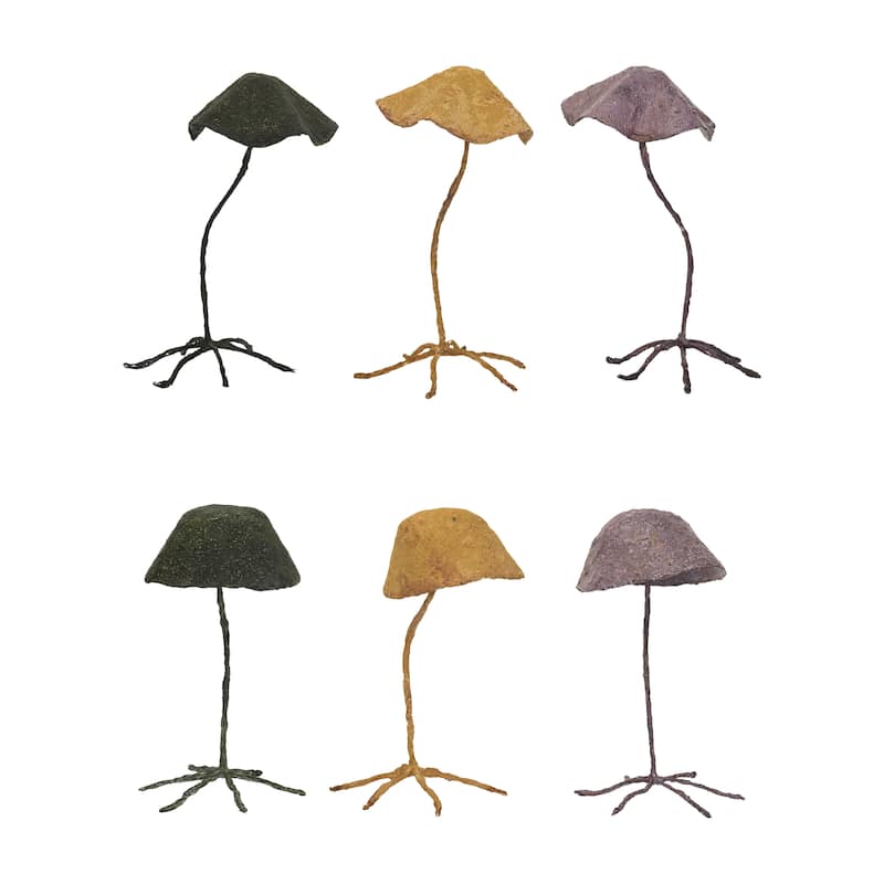 Paper and Metal Mushroom Accent Décor - 5.1"L x 5.1"W x 10.6"H