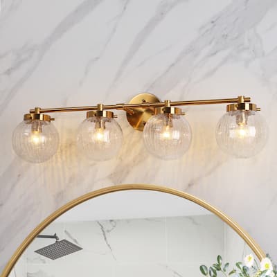 Bola Modern Gold 4-Light Bathroom Vanity Light Orb Glass Wall Sconces