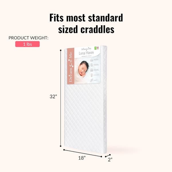 Dream On Me Vinyl and Foam Hypoallergenic Antimicrobial Cradle Mattress