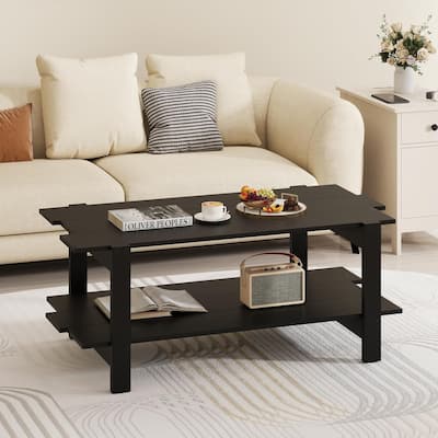 Wood Coffee Table Modern Center Table Rectangular Living Room Table